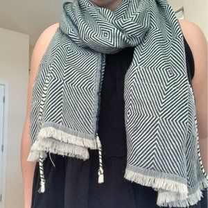Green geometric patterned Madewell scarf